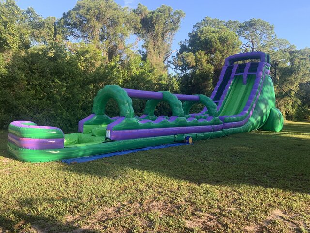 27' tall Hulk Splash double slide w Slip n slide