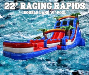 22' tall double lane raging rapids slide w pool
