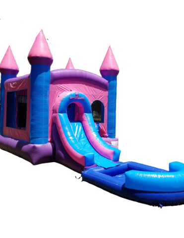 Pink / Blue Castle Combo Water Slide