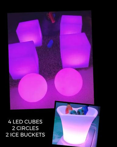 LED Package: 4 LED Cubes, 2 Circles & 2 Ice Buckets