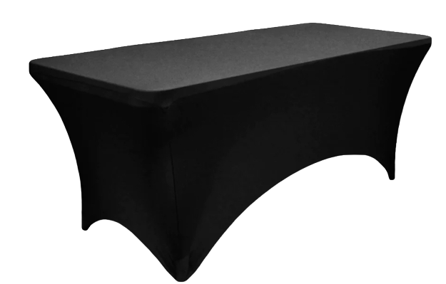 Black 6ft spandex table cover rental ( table not included )