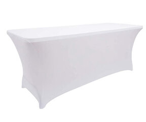 White 6ft spandex table cover rental ( table not included )