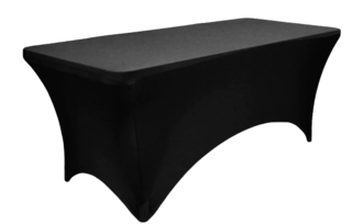 Black 6ft spandex table cover rental ( table not included )