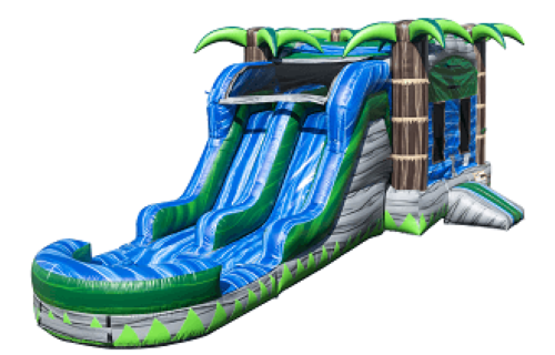 Water Attraction - 40 Foot Cascade Crush Dual Waterslide & Jump Combo