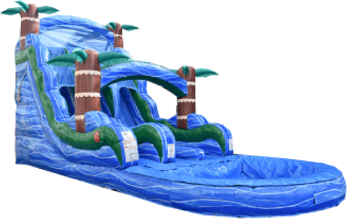 Water Attraction -18 foot Blue Hurricane Dual Lane Waterslide with Pool