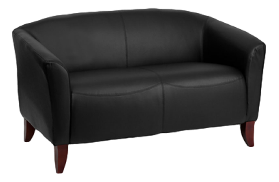 Chairs - Black Leather Love Seat
