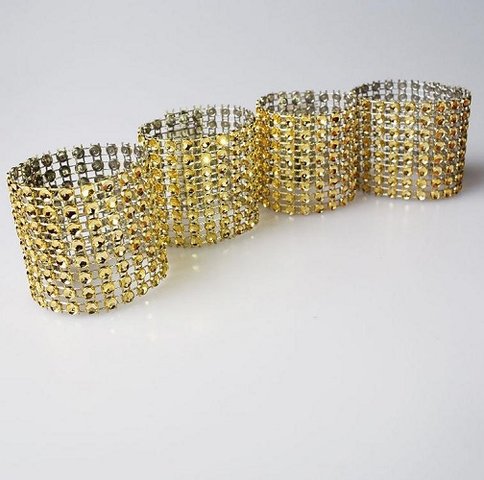 Napkin Rings - Rhinestone Napkin Ring / Sash Clip - Gold