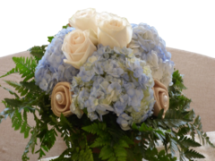 Blue Hydrangeas & White Roses