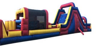 60'L Obstacle Course with Climbing Wall & 18' Slide