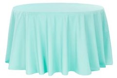 90' Round Poly Teal Tablecloth
