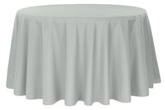 90" Round Poly Silver Tablecloth