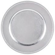 Silver Charger Plate with Beads / Ridges 