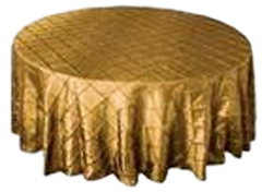 120' Round Pintuck Gold Tablecloth