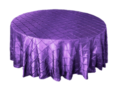 120" Round Pintuck Purple Tablecloth