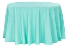 120" Round Poly Turquoise Tablecloth
