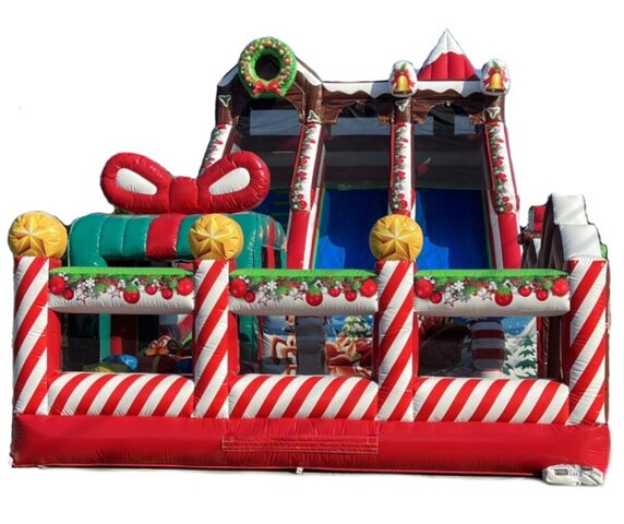 22FT Christmas Double Lane Dry Slide