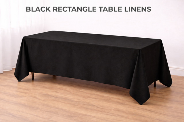Black Rectangle Table Linens 