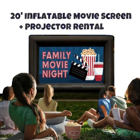 Movie screen with projector