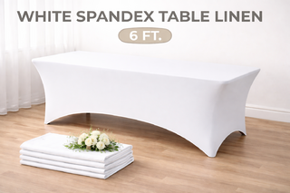 6ft White Spandex Table Linen