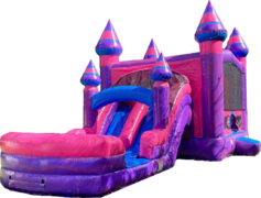 Pink and Purple Bounce House Slide Combo