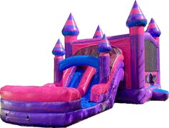 Pink and Purple Bounce House Slide Combo