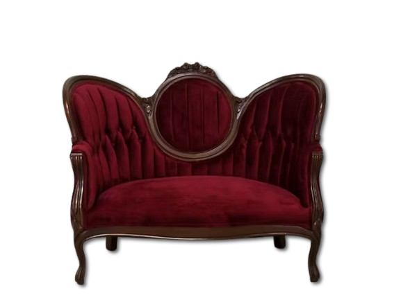 Antique Burgundy Velvet Sofa