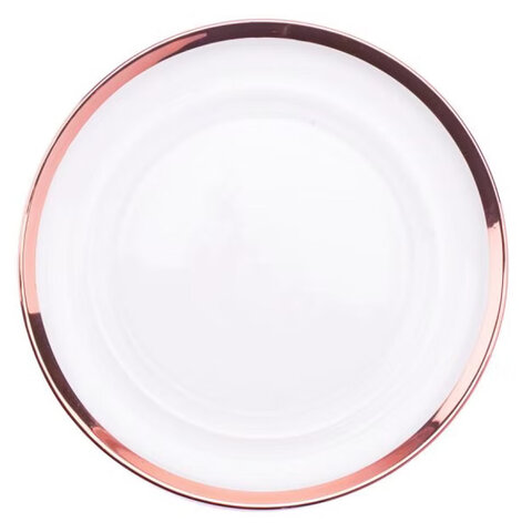 Rose Gold Trim Glass Charger Plate