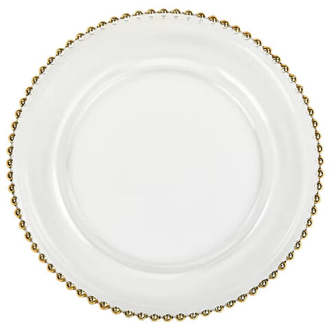 Gold Beaded Glass Charger Plate