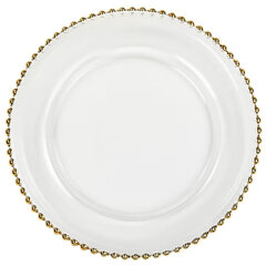 Gold Beaded Glass Charger Plate