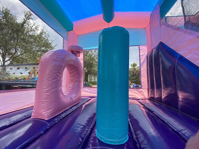 Glitter Backyard Bounce House With Slide | WeRentFun.Net Miami, FL