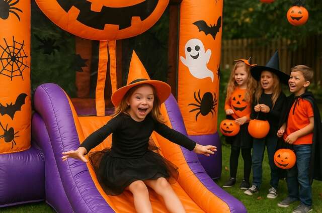 Kids on Halloween bounce house Kids on Halloween bounce house
