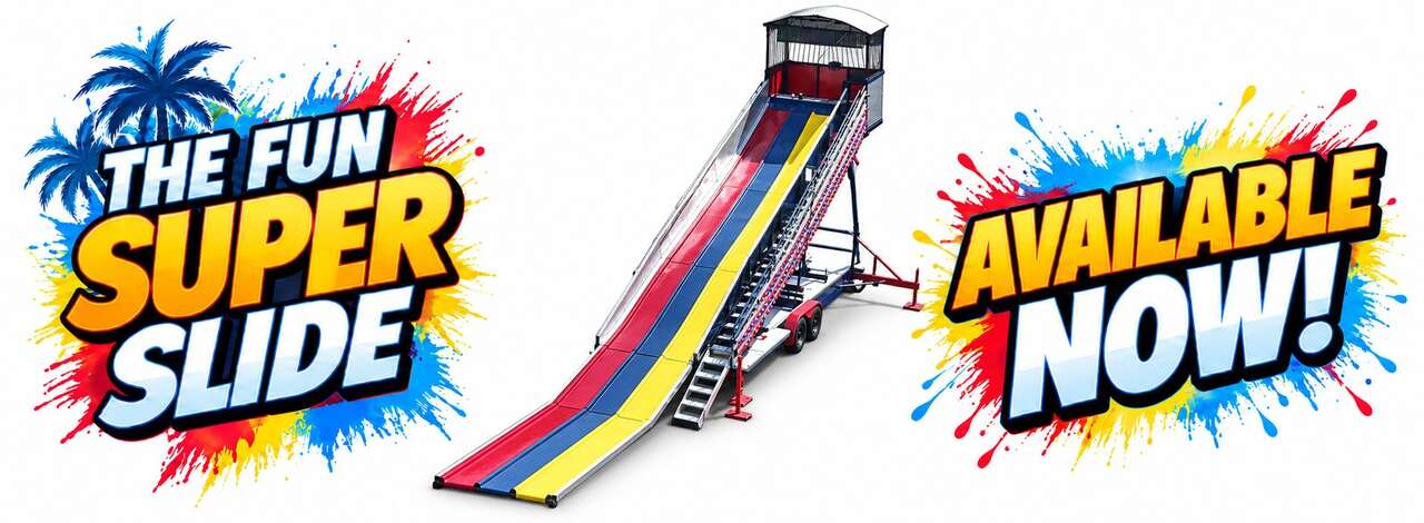The Fun Super Slide mobile three-lane slide rental from We Rent Fun in Miami