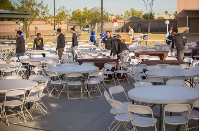 Outdoor table and discount chair rental near me