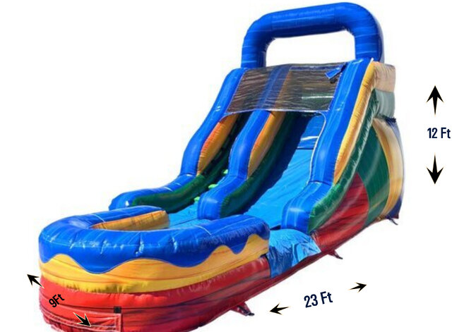 12ft Multicolor Water Slide With Pool 