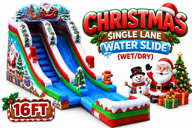 S12 - Christmas 16ft Single Lane Water Slide-(Wet/Dry)