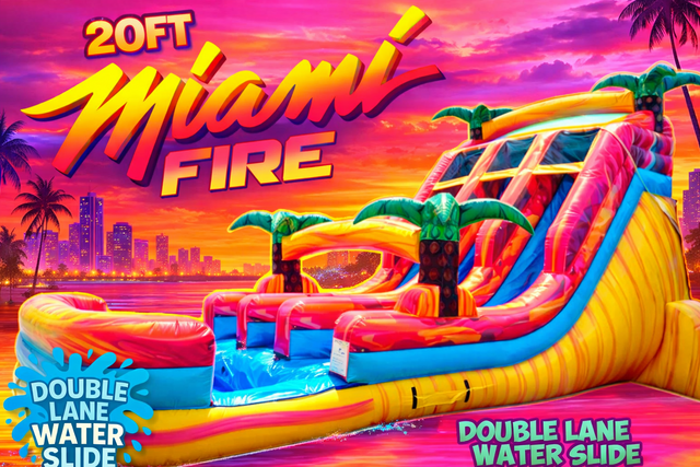 R116 - 20Ft Miami Fire Double Lane Water Slide