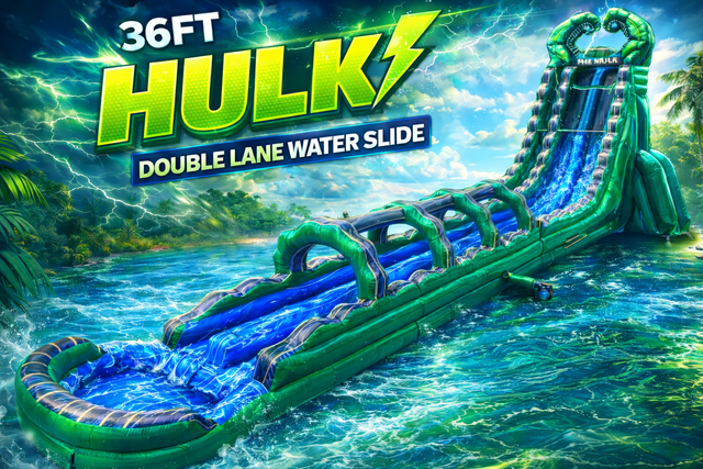 (H1+ H2) - 36 FT Hulk double lane Water Slide