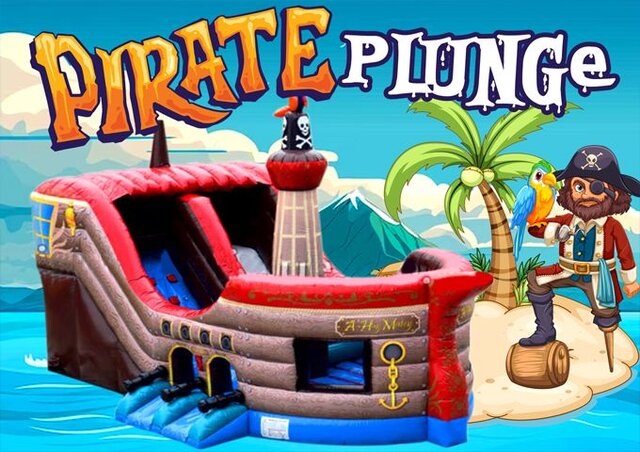 R106- The Pirate's Plunge Bounce House With Slide Inside
