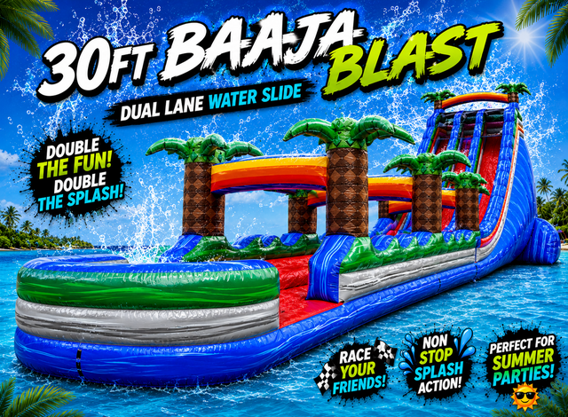 (R85+86)  - 30Ft Baja Blast Double Lane Water Slide