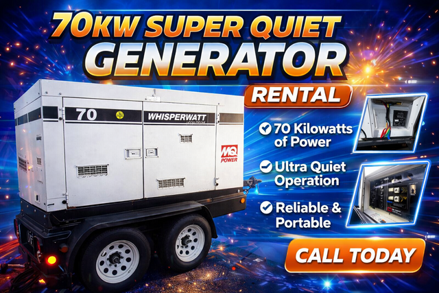 70kw Towable Diesel Generator Rental – Reliable Power Anywhere!