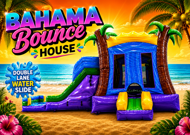 R112 - Bahama Bounce House With Double Lane Slide (Wet & Dry)