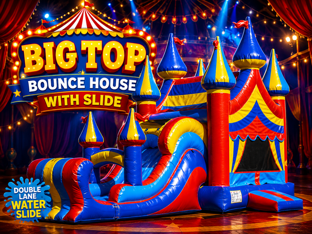 R52 - The Big Top Bounce House With Double Lane Slide (Carnival)
