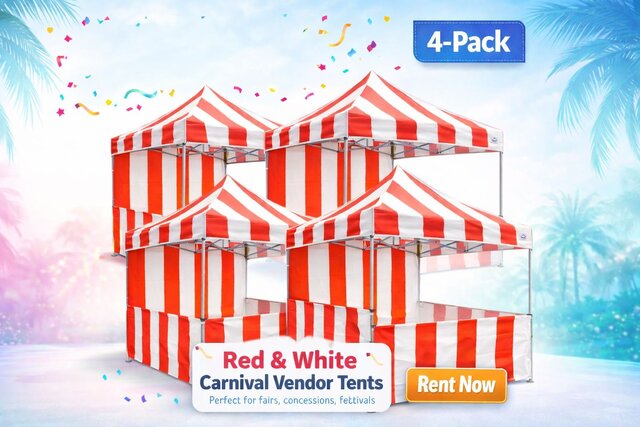10 x10 Carnival tent - Red and White 4 Pack