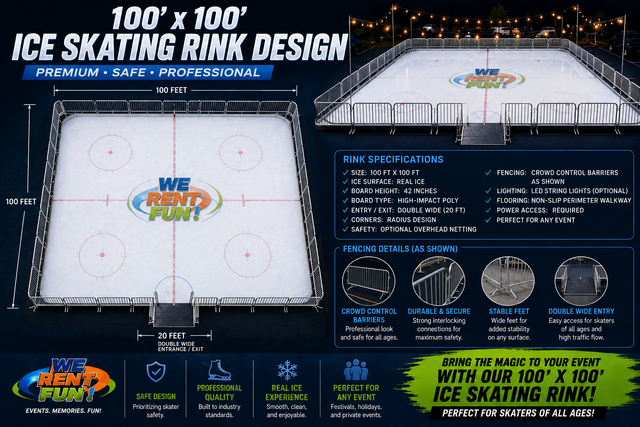 100' x 100' Premium Ice Skating Rink – Fully Managed Experience
