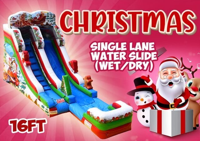 S12 - Christmas 16ft Single Lane Water Slide-(Wet/Dry)