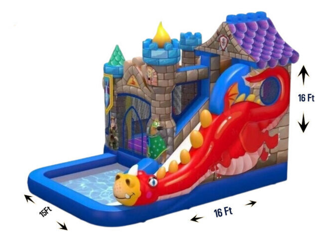 R114-Enchanted Kingdom Bounce House with Slide Wet/Dry