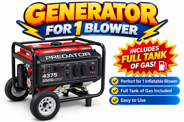 Generator for one inflatable blower, full tank of gas included