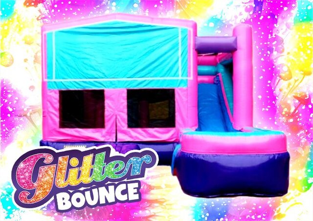 R4 - Glitter Backyard Bounce House With Slide 
