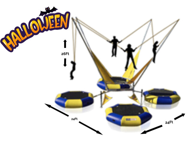 Halloween Theme 4 Station Bungee Trampoline / Spider Jump