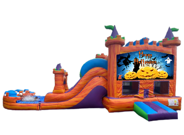  Halloween Bounce House With Double Slide 10